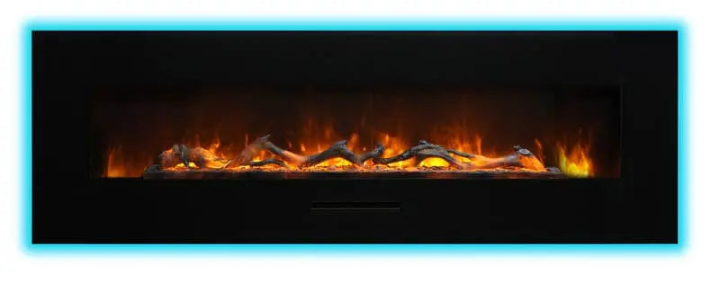 Amantii WM-FM-60-7023-BG 60" Wall/Flush Mount Electric Fireplace with Glass Surround