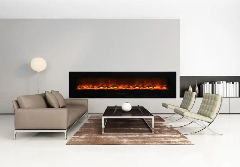 Amantii WM-FM-88-10023-BG 88" Wall/Flush Mount Electric Fireplace Glass Surround