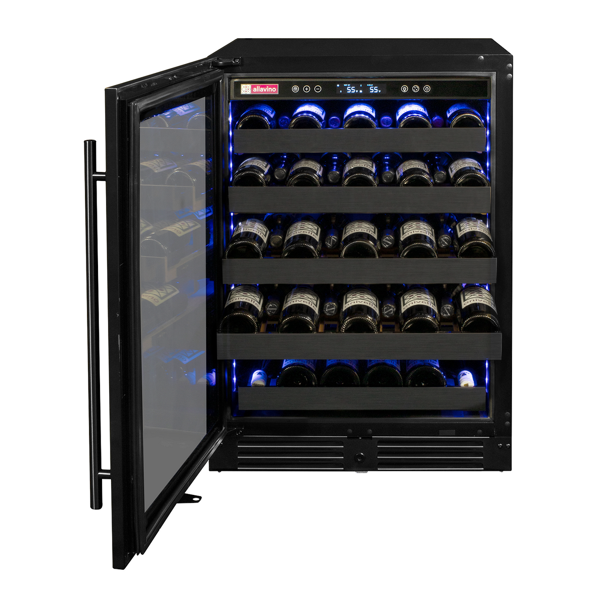 Allavino Reserva Series 50″ 34″ Tall Single Zone Left Hinge Black Stainless Steel Wine Cooler Refrigerator