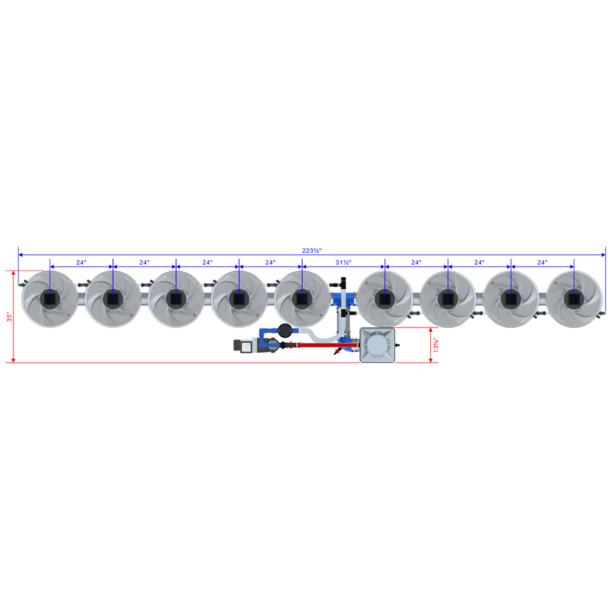 Alien Hydroponics V-SYSTEM 9 Pot 1 Row Kit