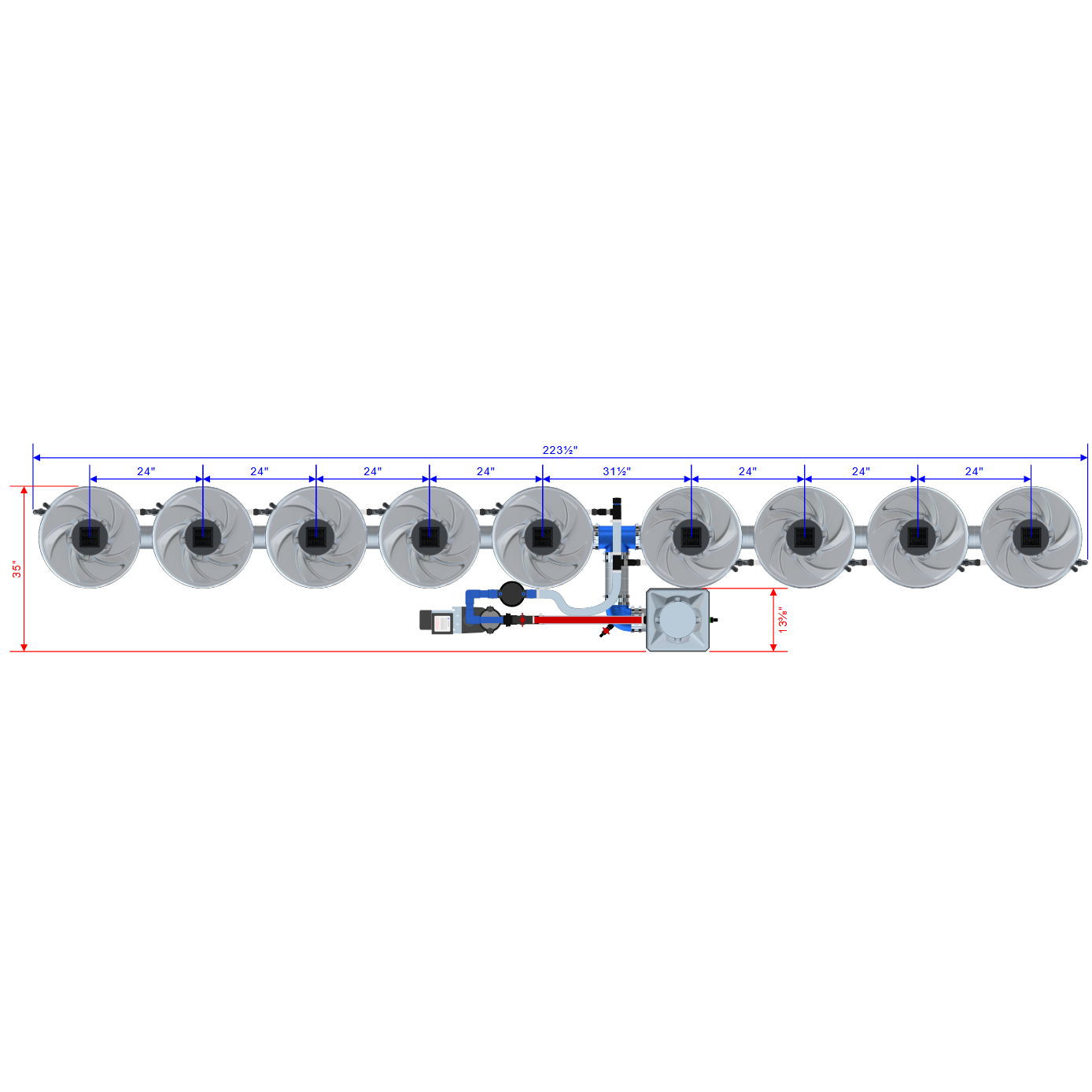 Alien Hydroponics V-SYSTEM 9 Pot 1 Row Kit