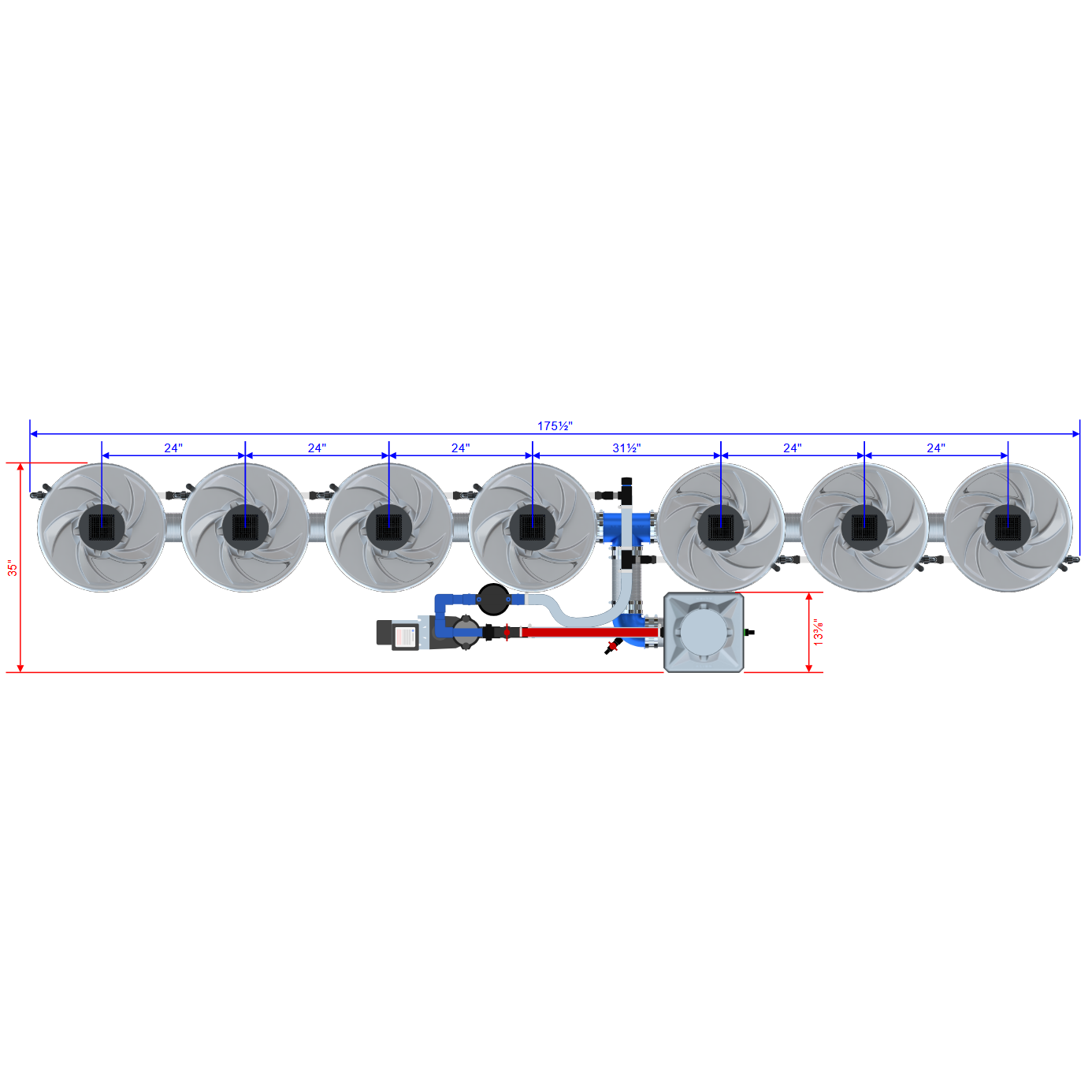 Alien Hydroponics V-SYSTEM 7 Pot 1 Row Kit