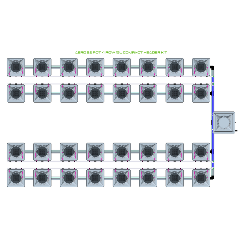 Alien Hydroponics AERO 32 Pot 4 Row Kit