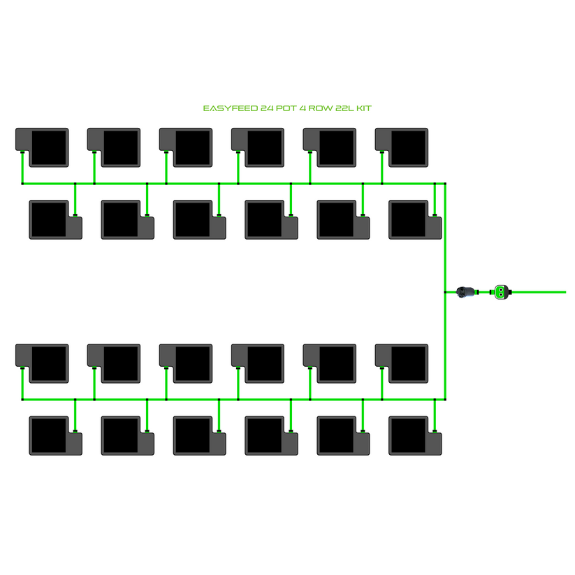 Alien Hydroponics EasyFeed 24 Pot 4 Row Kit