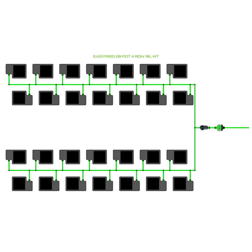 Alien Hydroponics EasyFeed 28 Pot 4 Row Kit