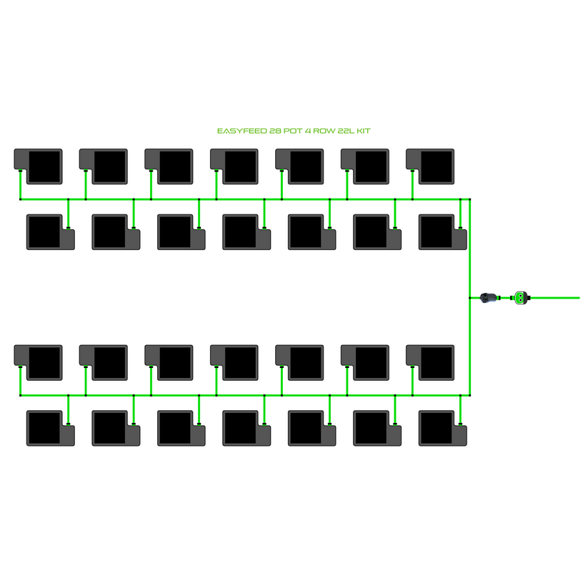 Alien Hydroponics EasyFeed 28 Pot 4 Row Kit