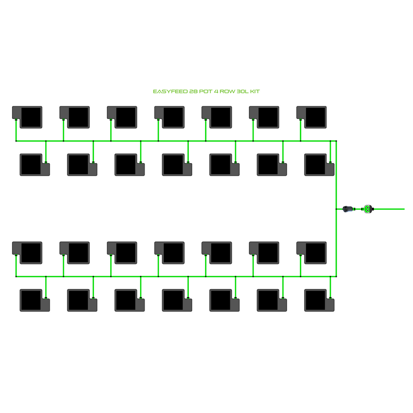 Alien Hydroponics EasyFeed 28 Pot 4 Row Kit