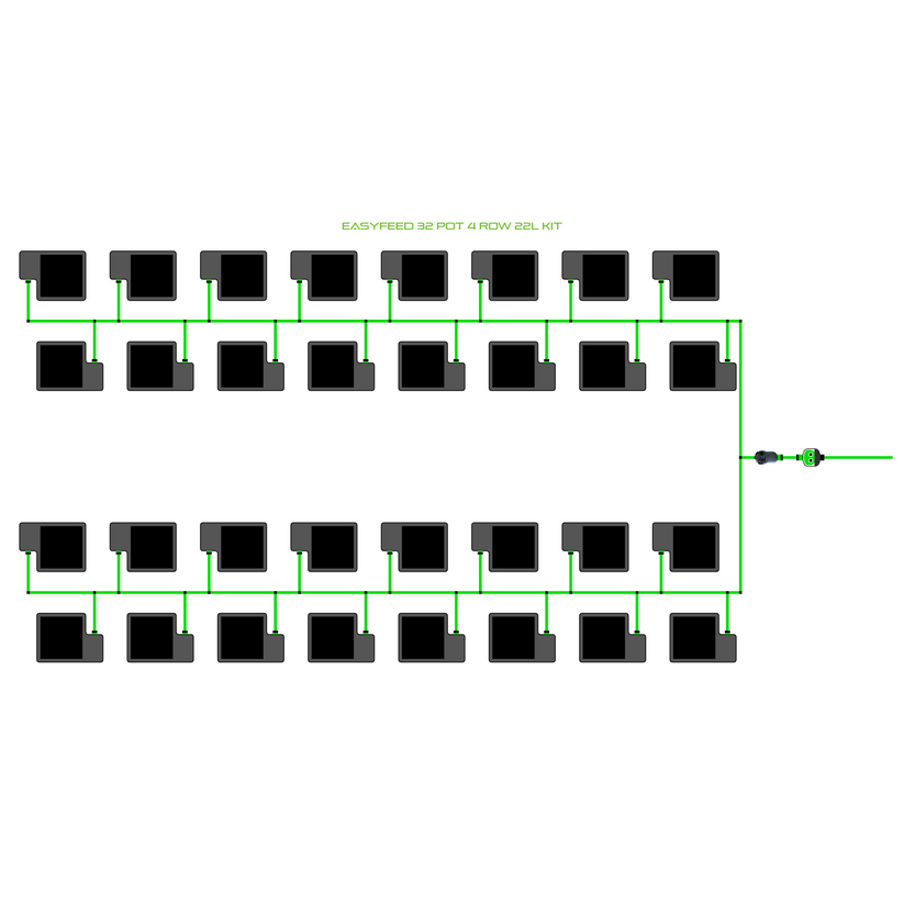 Alien Hydroponics EasyFeed 32 Pot 4 Row Kit