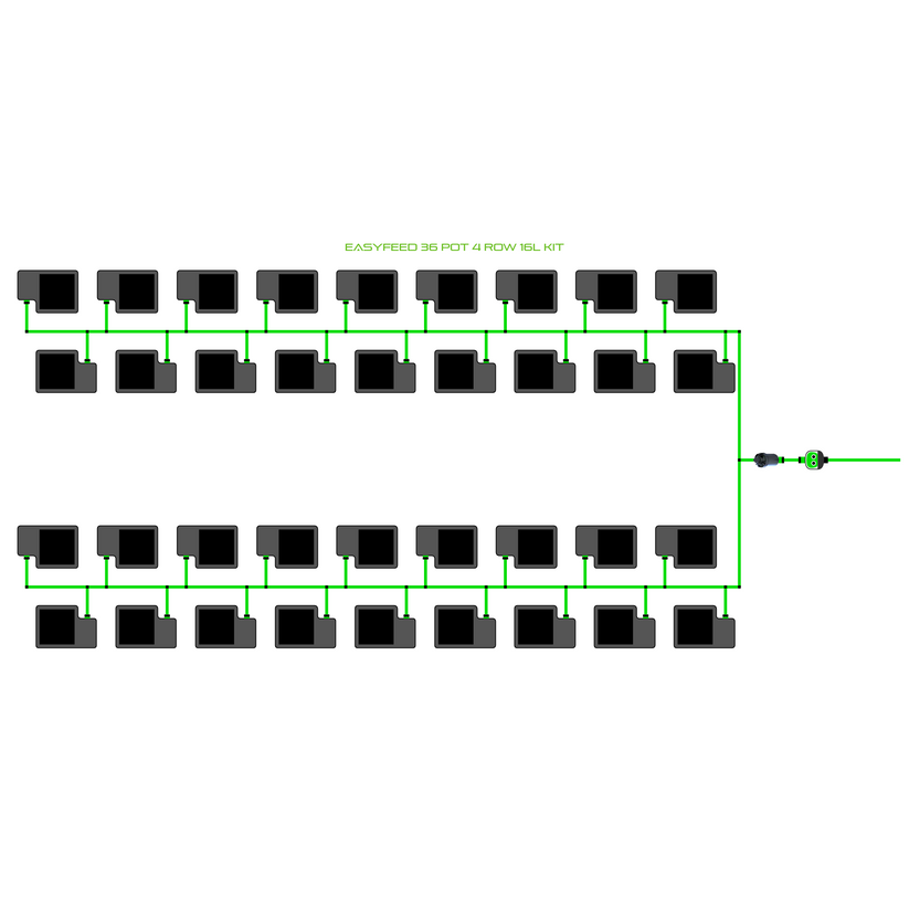 Alien Hydroponics EasyFeed 36 Pot 4 Row Kit