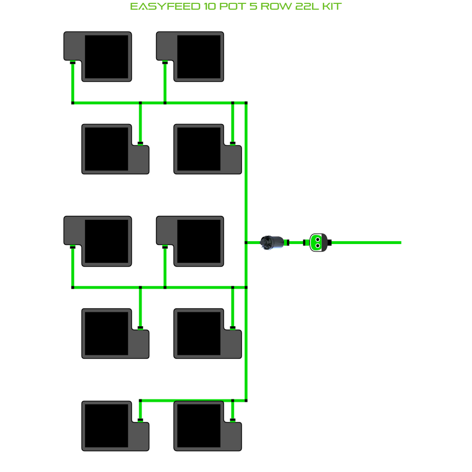 Alien Hydroponics EasyFeed 10 Pot 5 Row Kit