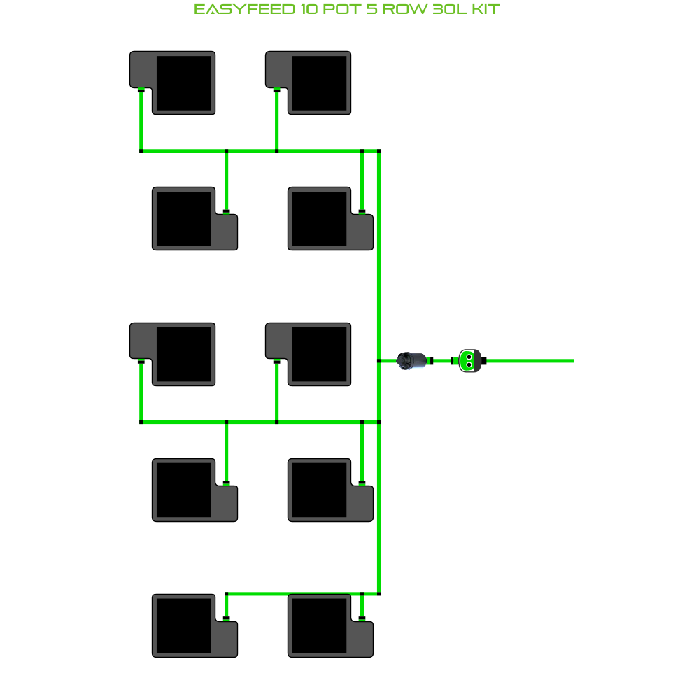 Alien Hydroponics EasyFeed 10 Pot 5 Row Kit
