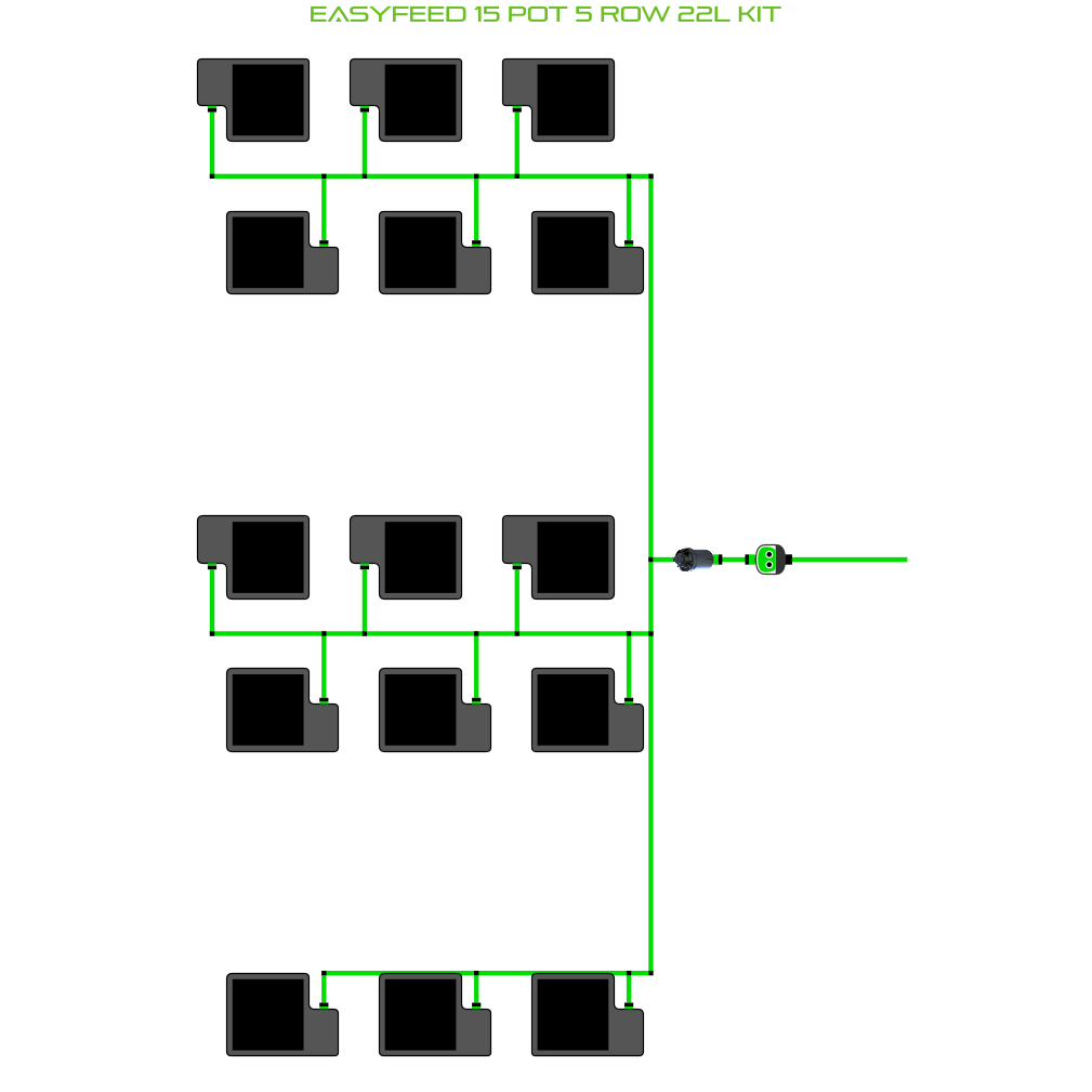 Alien Hydroponics EasyFeed 15 Pot 5 Row Kit