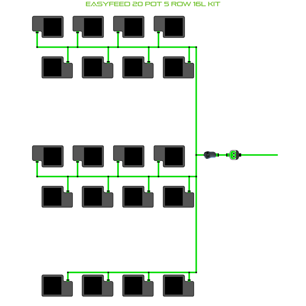 Alien Hydroponics EasyFeed 20 Pot 5 Row Kit