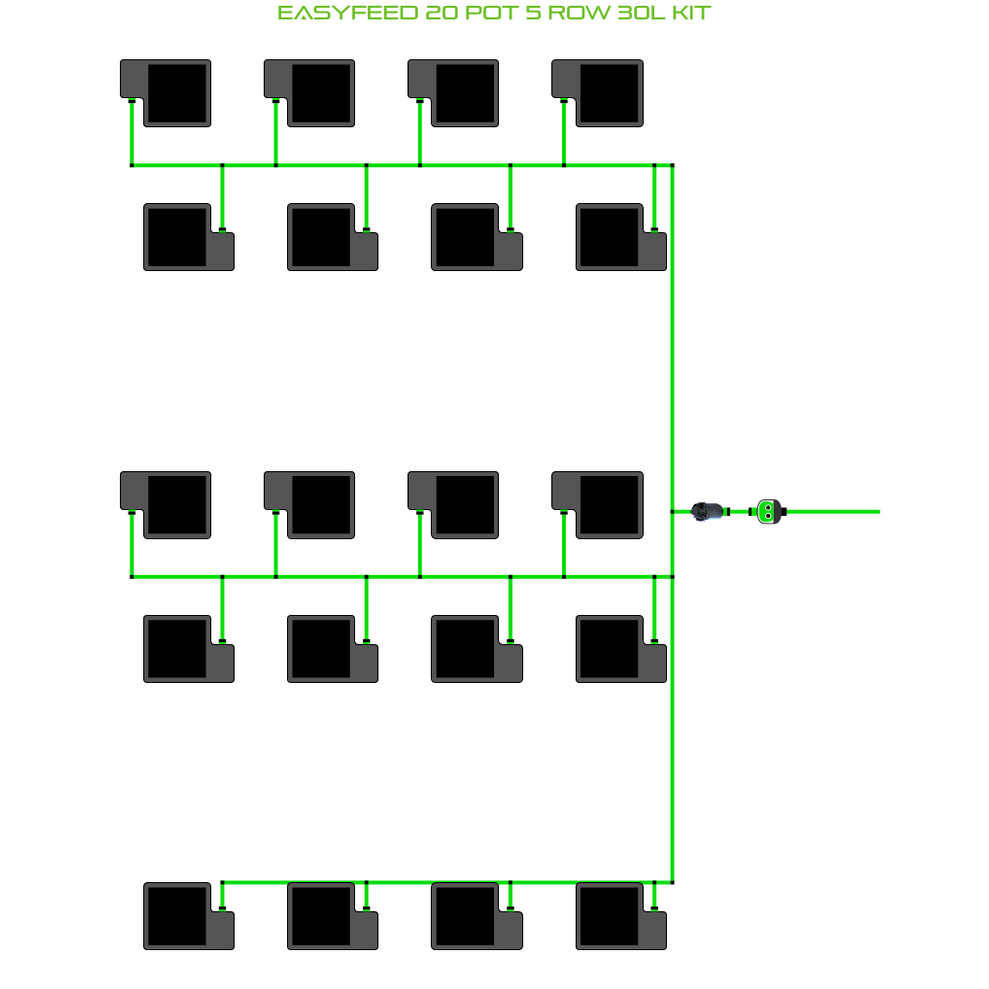 Alien Hydroponics EasyFeed 20 Pot 5 Row Kit