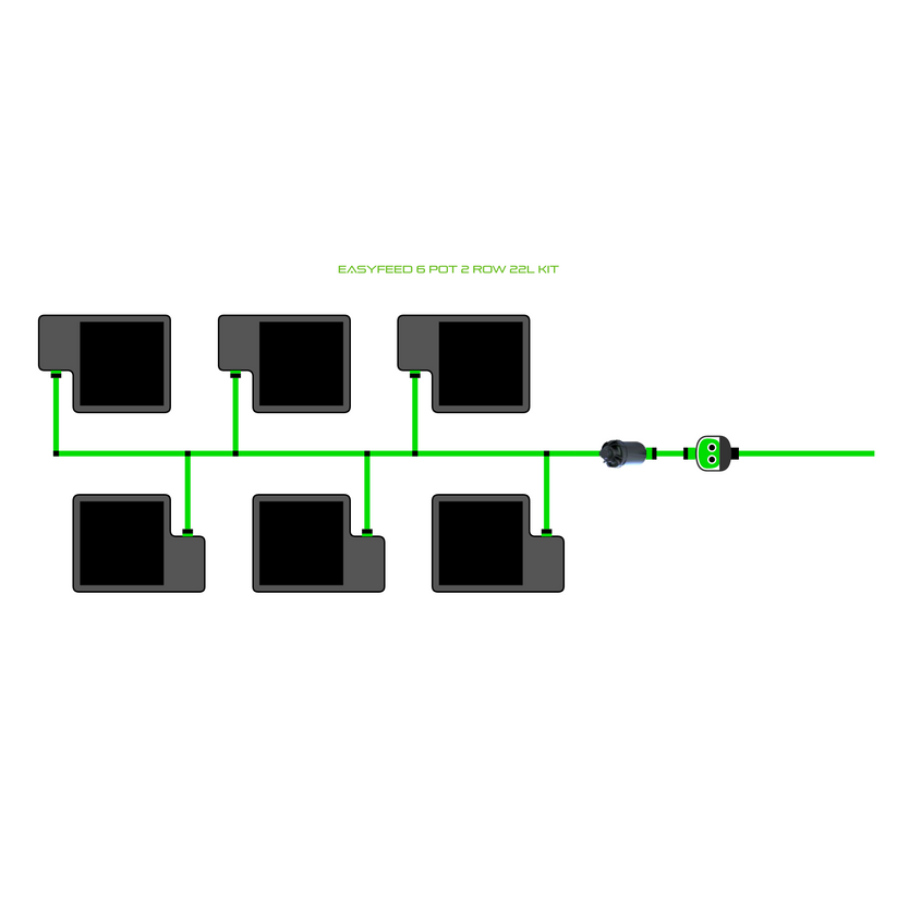 Alien Hydroponics EasyFeed 6 Pot 2 Row Kit