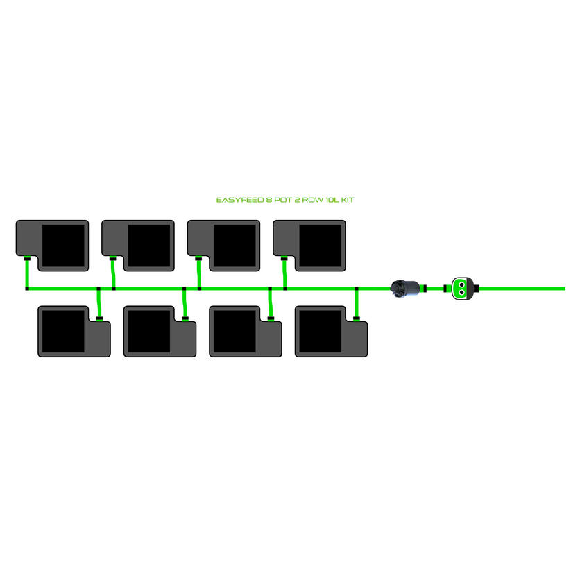 Alien Hydroponics EasyFeed 8 Pot 2 Row Kit