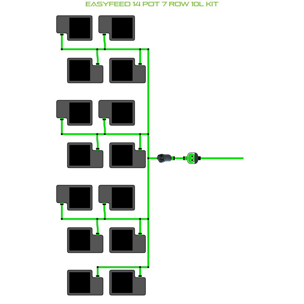 Alien Hydroponics EasyFeed 14 Pot 7 Row Kit