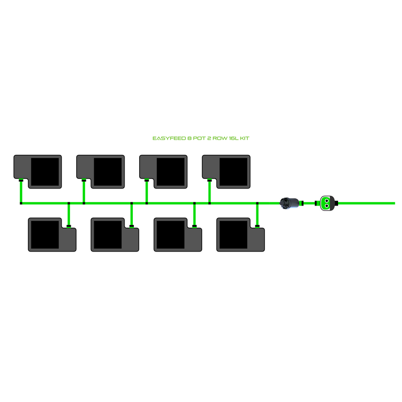 Alien Hydroponics EasyFeed 8 Pot 2 Row Kit