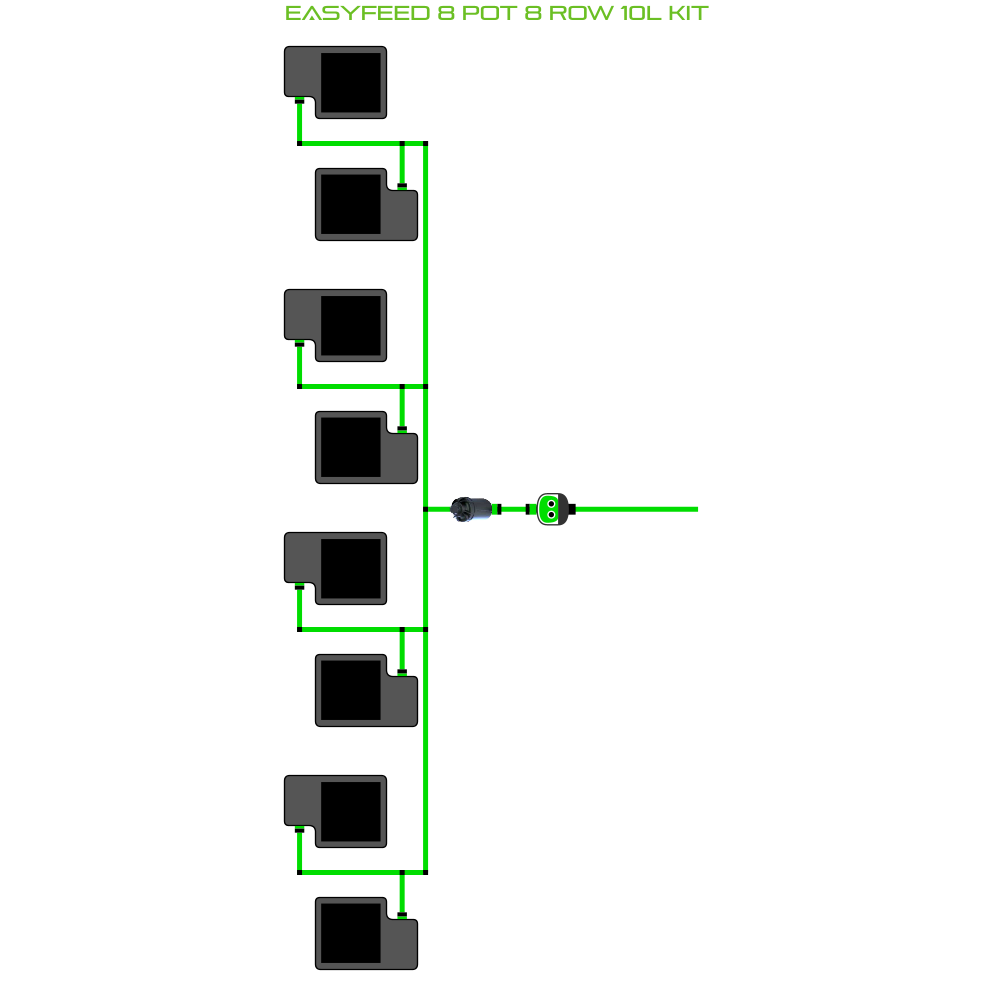 Alien Hydroponics EasyFeed 8 Pot 8 Row Kit