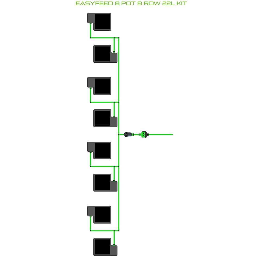 Alien Hydroponics EasyFeed 8 Pot 8 Row Kit