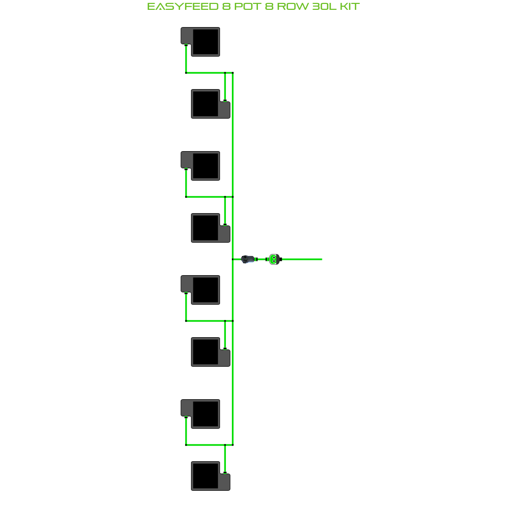 Alien Hydroponics EasyFeed 8 Pot 8 Row Kit