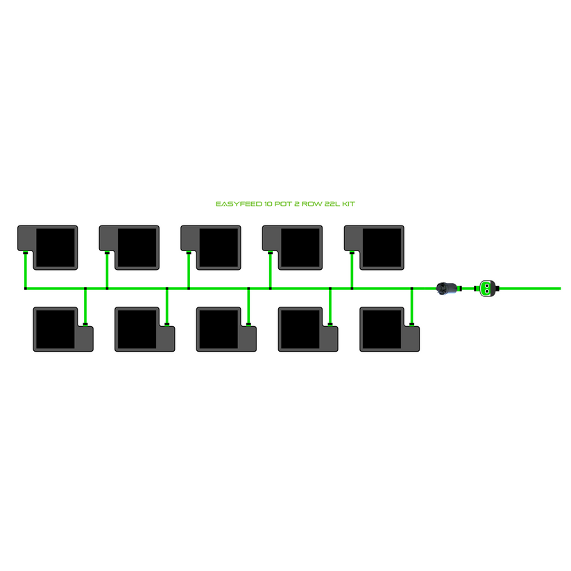 Alien Hydroponics EasyFeed 10 Pot 2 Row Kit