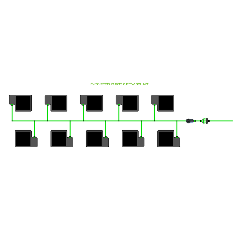 Alien Hydroponics EasyFeed 10 Pot 2 Row Kit