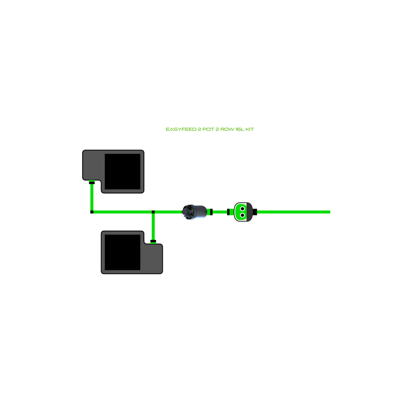 Alien Hydroponics EasyFeed 2 Pot 2 Row Kit
