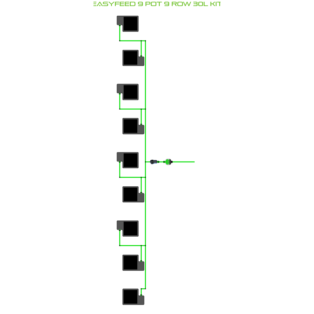 Alien Hydroponics EasyFeed 9 Pot 9 Row Kit
