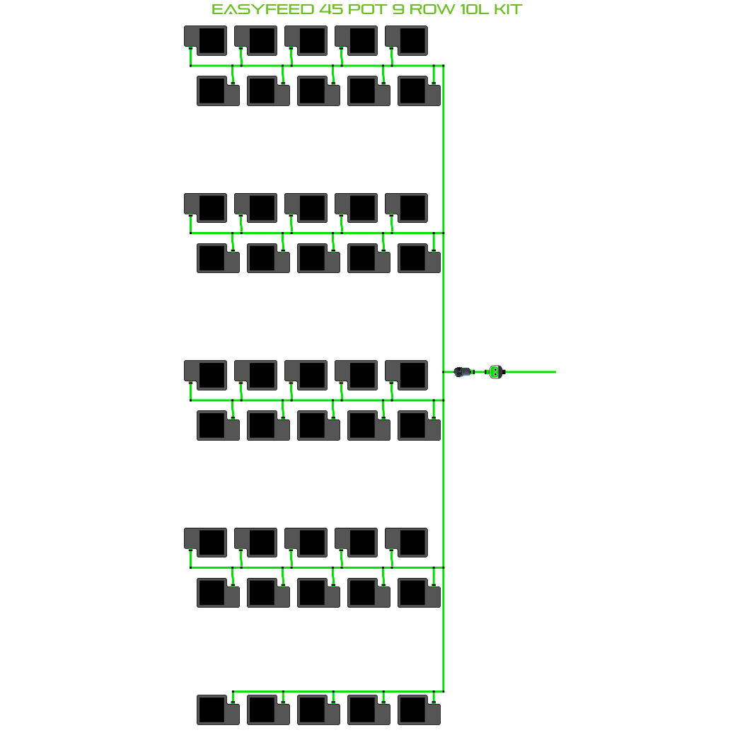 Alien Hydroponics EasyFeed 45 Pot 9 Row Kit