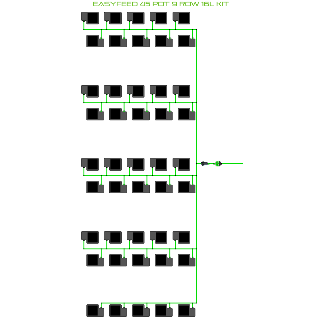 Alien Hydroponics EasyFeed 45 Pot 9 Row Kit