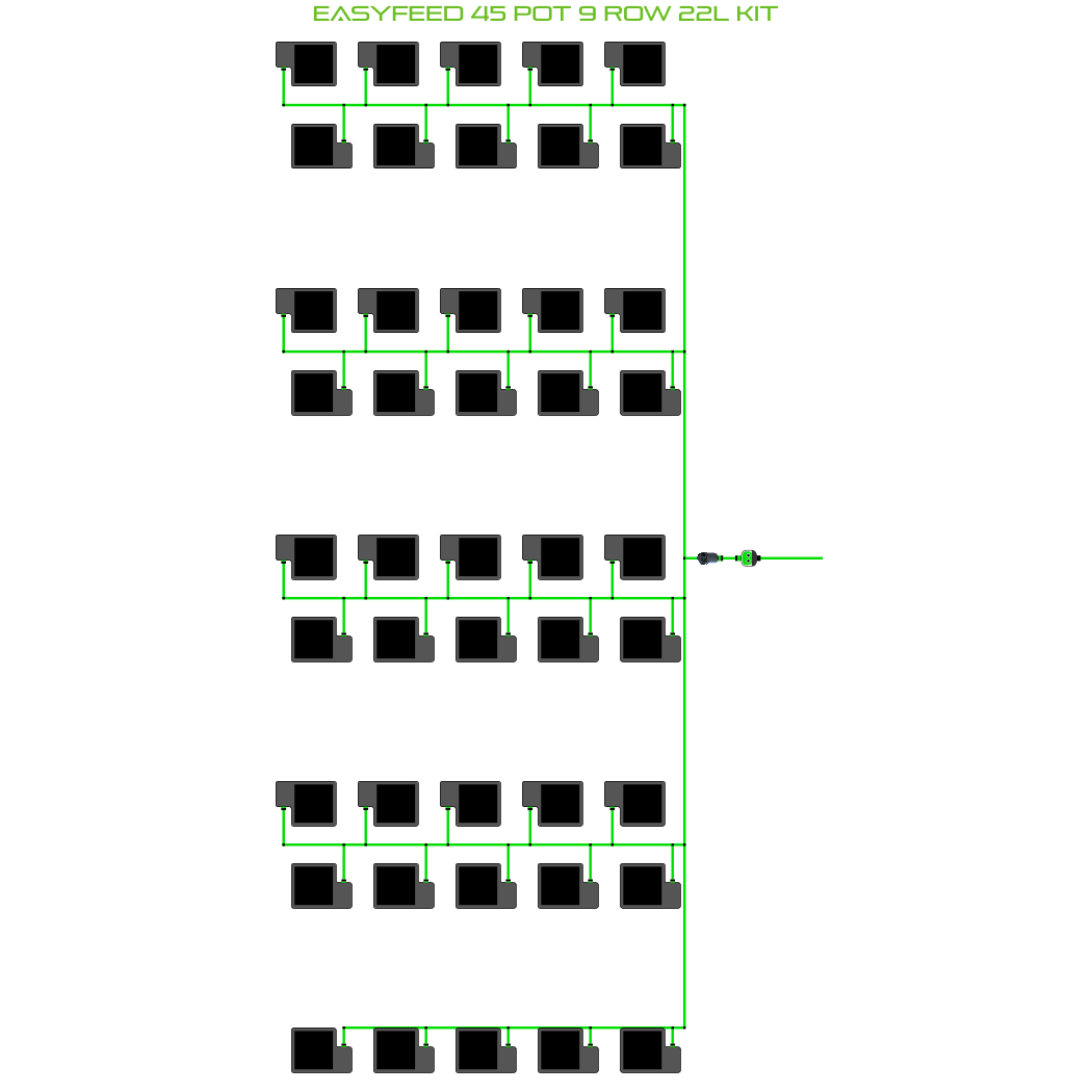 Alien Hydroponics EasyFeed 45 Pot 9 Row Kit