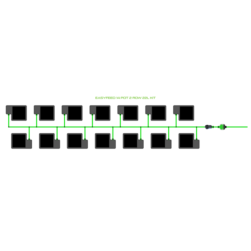 Alien Hydroponics EasyFeed 14 Pot 2 Row Kit