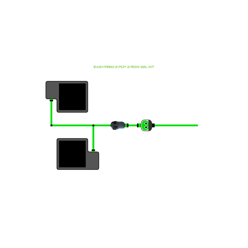 Alien Hydroponics EasyFeed 2 Pot 2 Row Kit