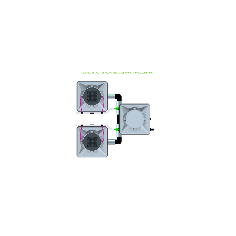 Alien Hydroponics AERO 2 Pot 2 Row Kit