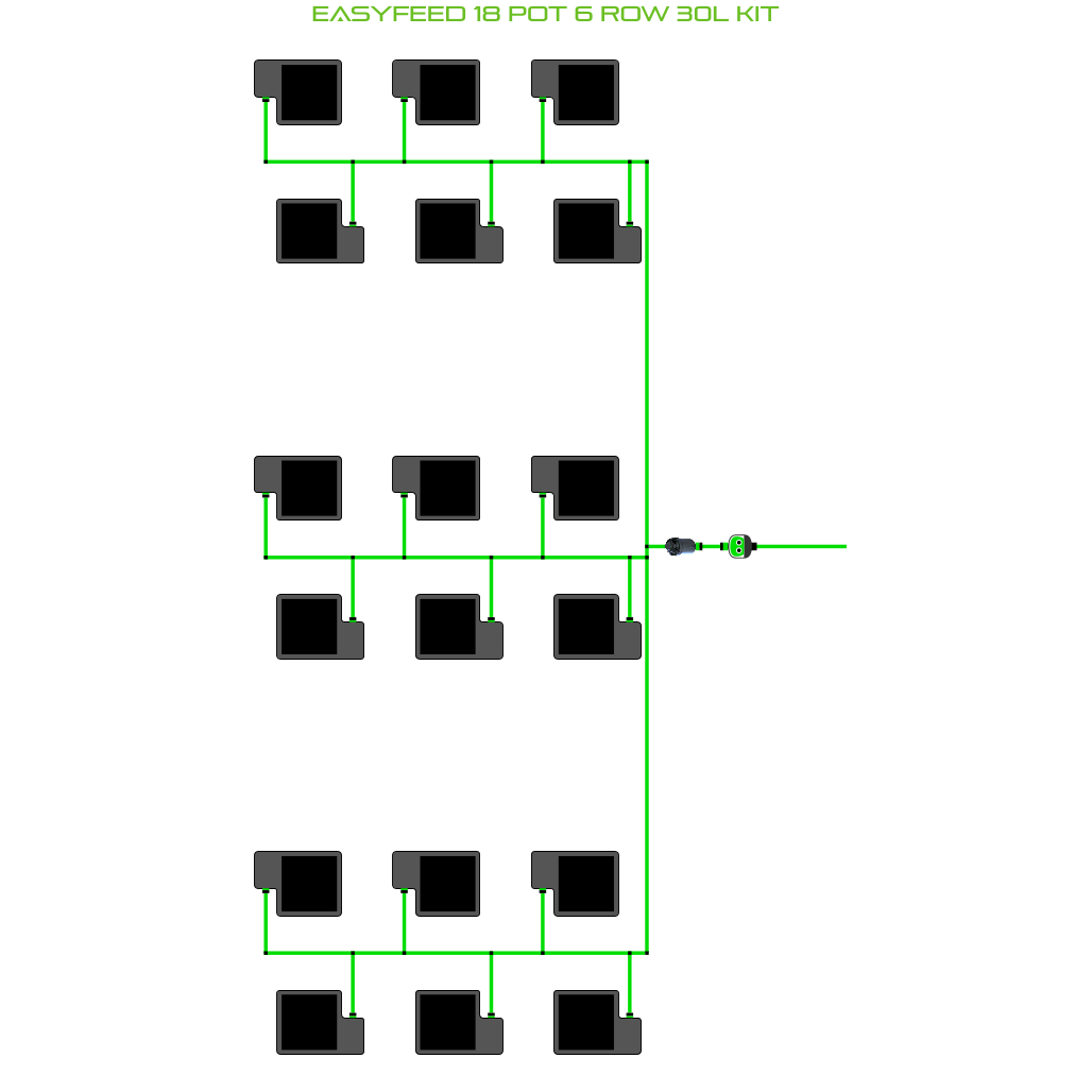 Alien Hydroponics EasyFeed 18 Pot 6 Row Kit