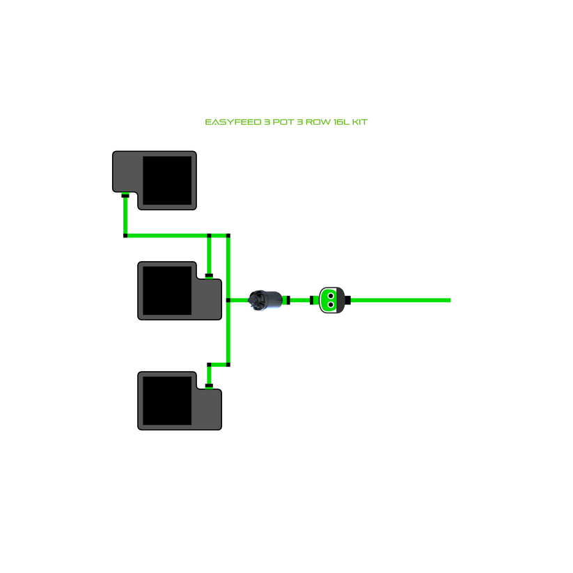 Alien Hydroponics EasyFeed 3 Pot 3 Row Kit