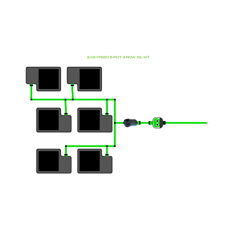 Alien Hydroponics EasyFeed 6 Pot 3 Row Kit