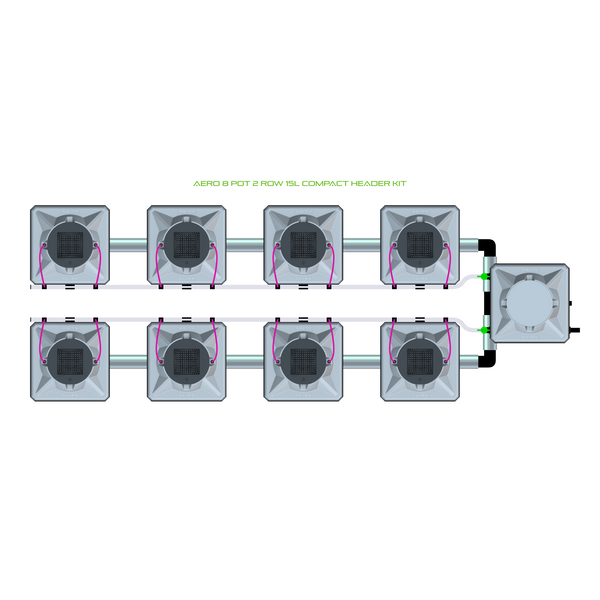 Alien Hydroponics AERO 8 Pot 2 Row Kit