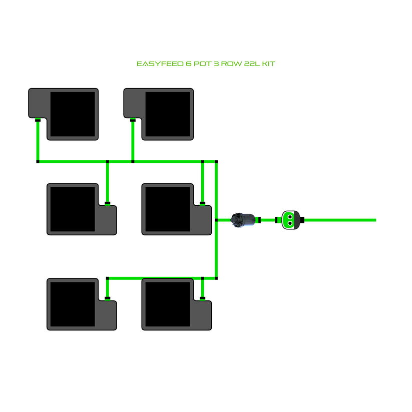 Alien Hydroponics EasyFeed 6 Pot 3 Row Kit