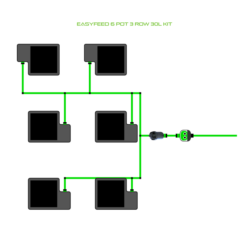 Alien Hydroponics EasyFeed 6 Pot 3 Row Kit