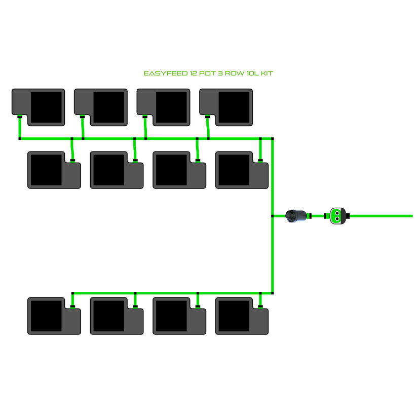 Alien Hydroponics EasyFeed 12 Pot 3 Row Kit