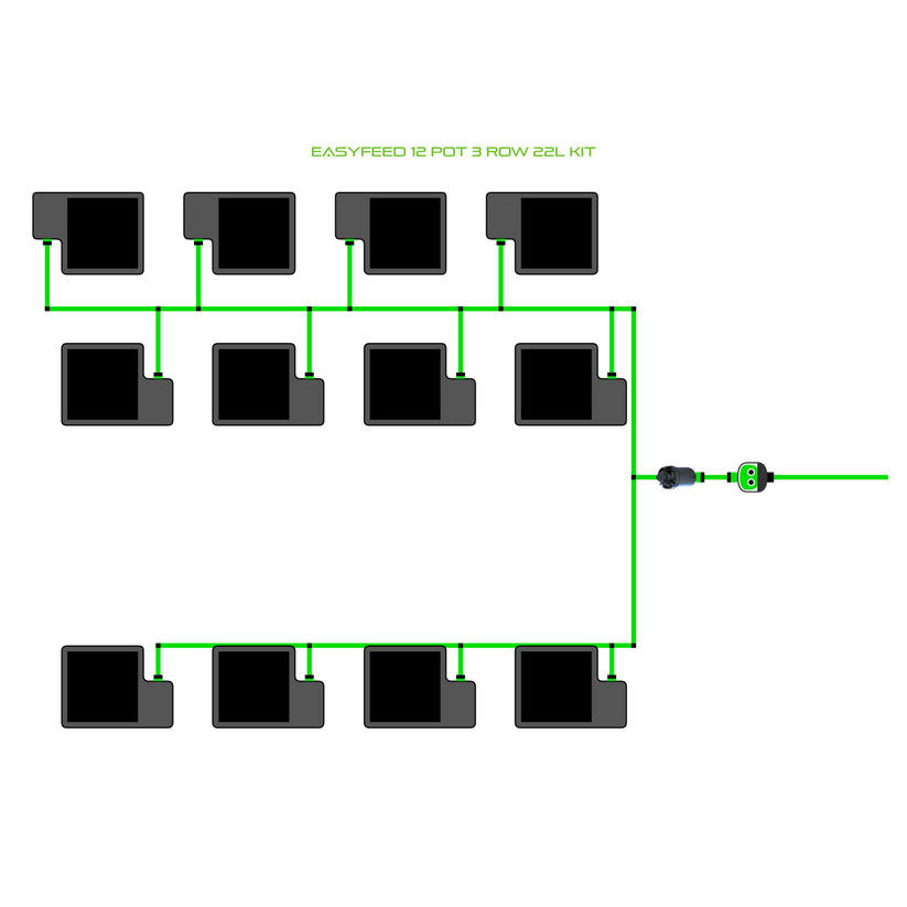 Alien Hydroponics EasyFeed 12 Pot 3 Row Kit