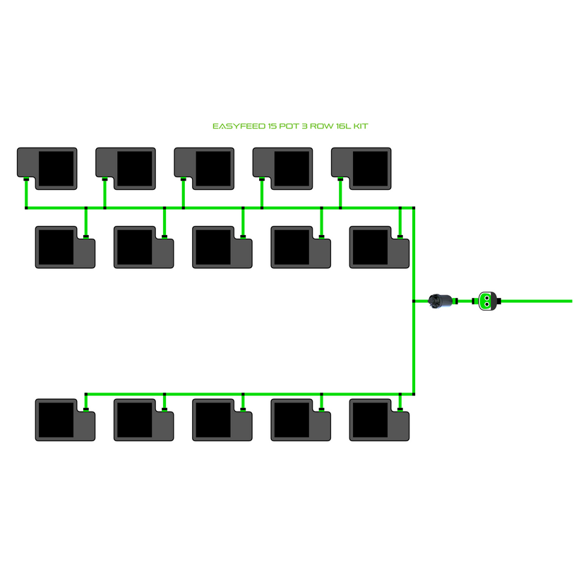 Alien Hydroponics EasyFeed 15 Pot 3 Row Kit