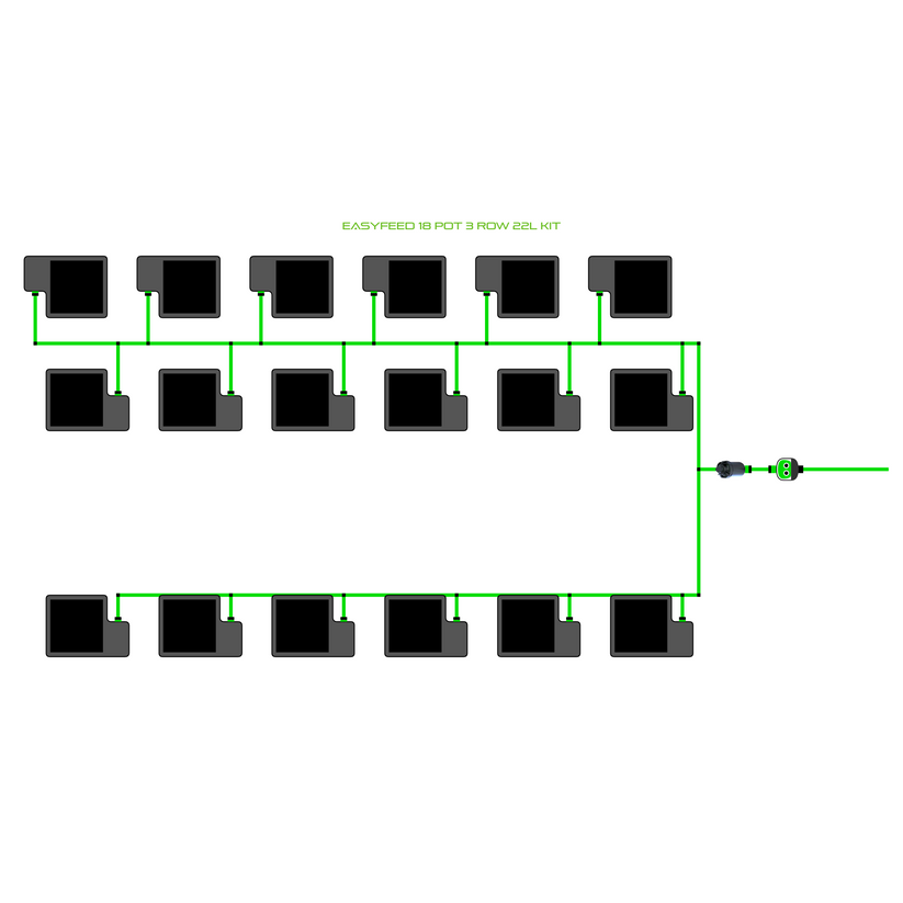 Alien Hydroponics EasyFeed 18 Pot 3 Row Kit