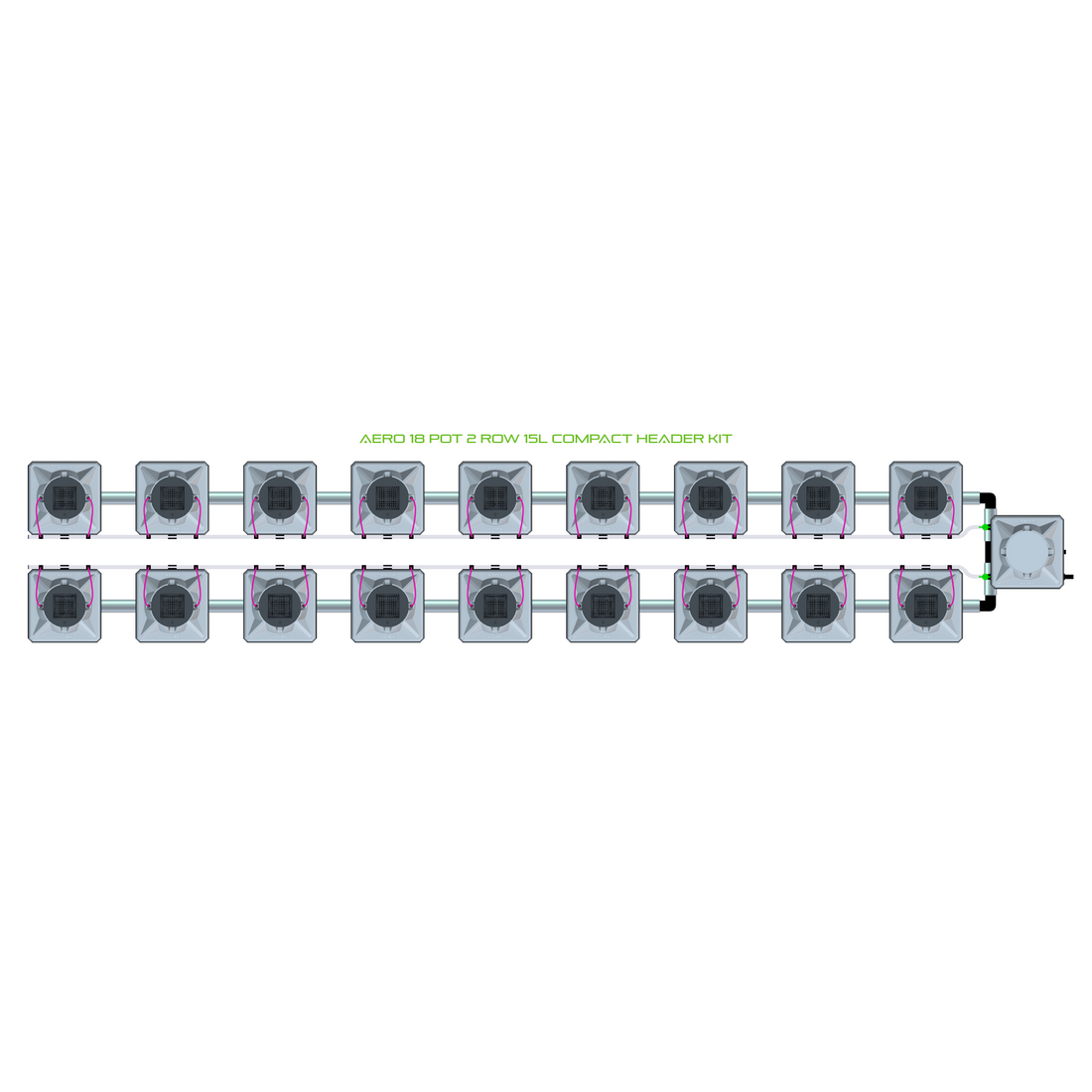 Alien Hydroponics AERO 18 Pot 2 Row Kit