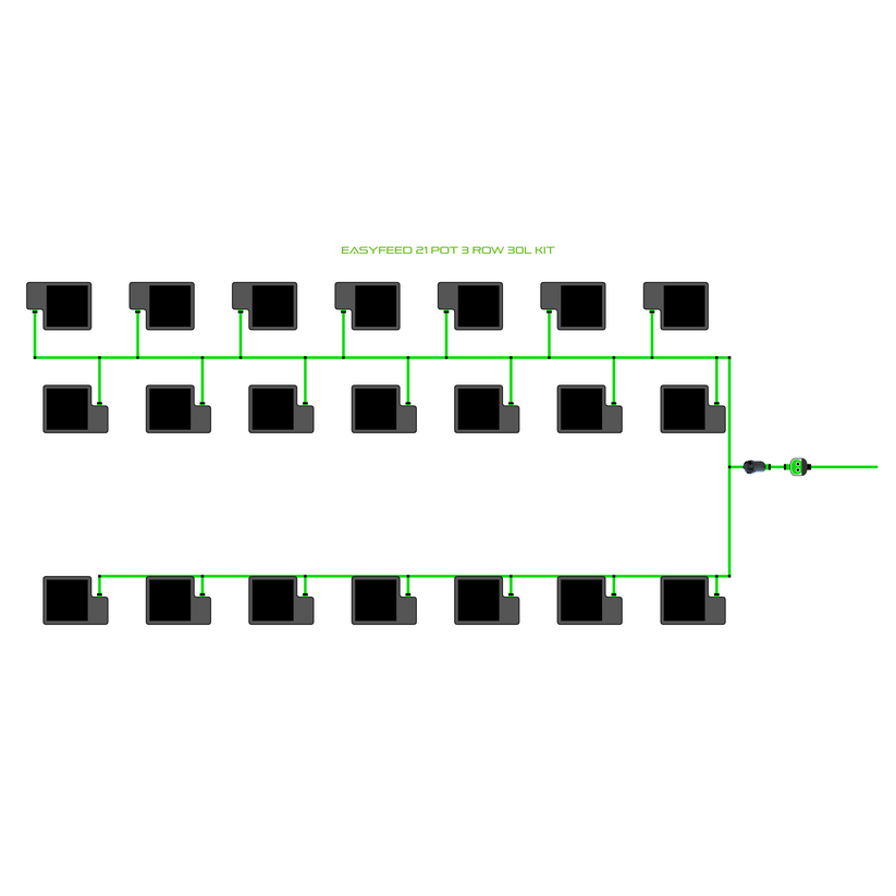 Alien Hydroponics EasyFeed 21 Pot 3 Row Kit