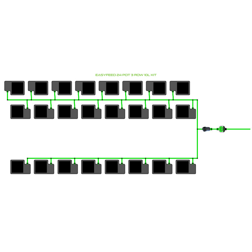Alien Hydroponics EasyFeed 24 Pot 3 Row Kit