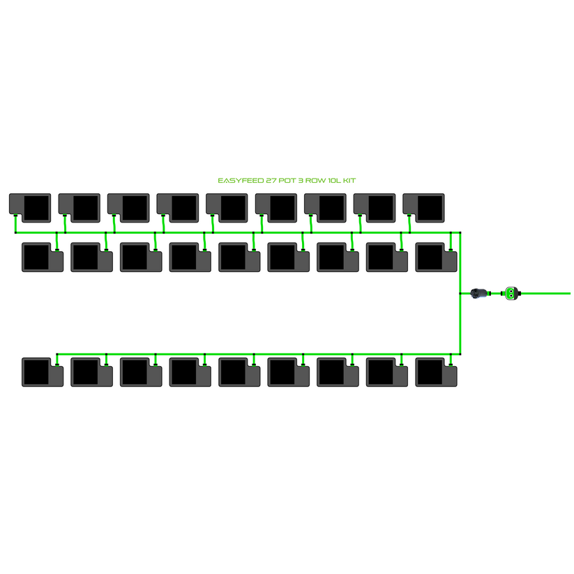 Alien Hydroponics EasyFeed 27 Pot 3 Row Kit