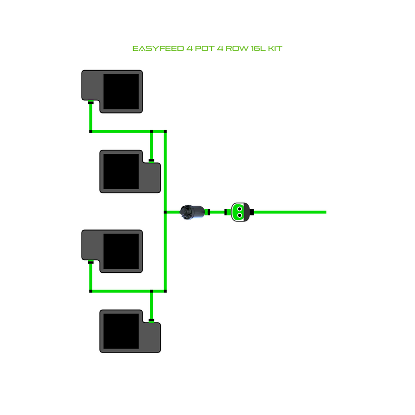 Alien Hydroponics EasyFeed 4 Pot 4 Row Kit